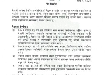 नेपाली कांग्रेस बैठकका ५ निर्णय : गगन थापा प्रधानमन्त्रीको उम्मेदवार, प्रचार समिति गठन !