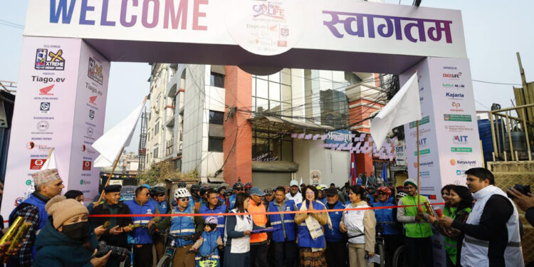 क्यान्सरविरुद्ध जनचेतना फैलाउन तीनकुनेबाट सुरु भयो ‘राइड फर लाइफ २०२६’