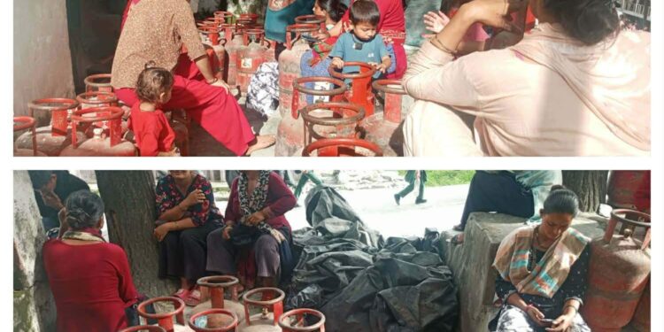 बाजुरामा एलपी ग्यासको चरम अभाव, कोल्टीमा घण्टौँ लाइन बस्न बाध्य उपभोक्ता ।